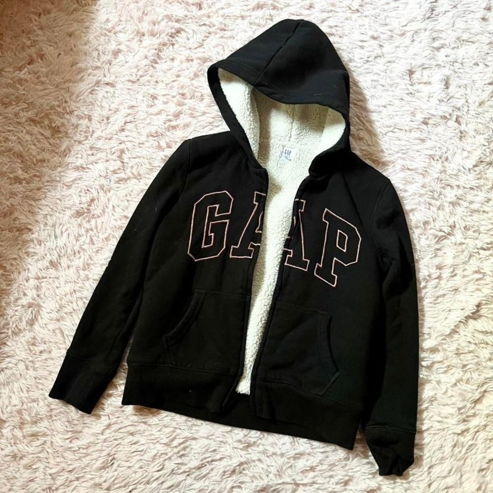 Gap Sherpa Lined‎ Cozy Preppy Relaxed Zip Up Hoodie Kids XL Loungewear Kidcore